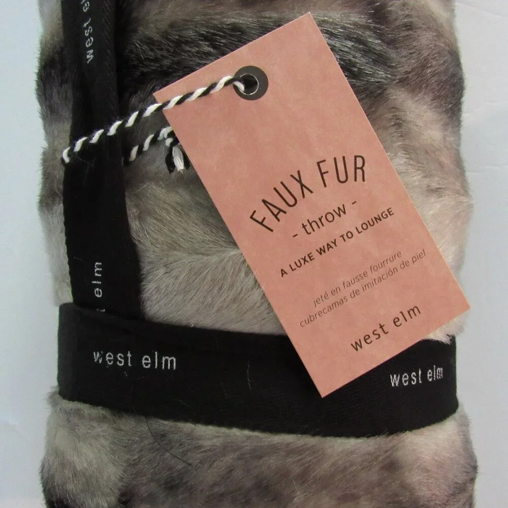 NWT West Elm Faux Fur OffSet Stripe 